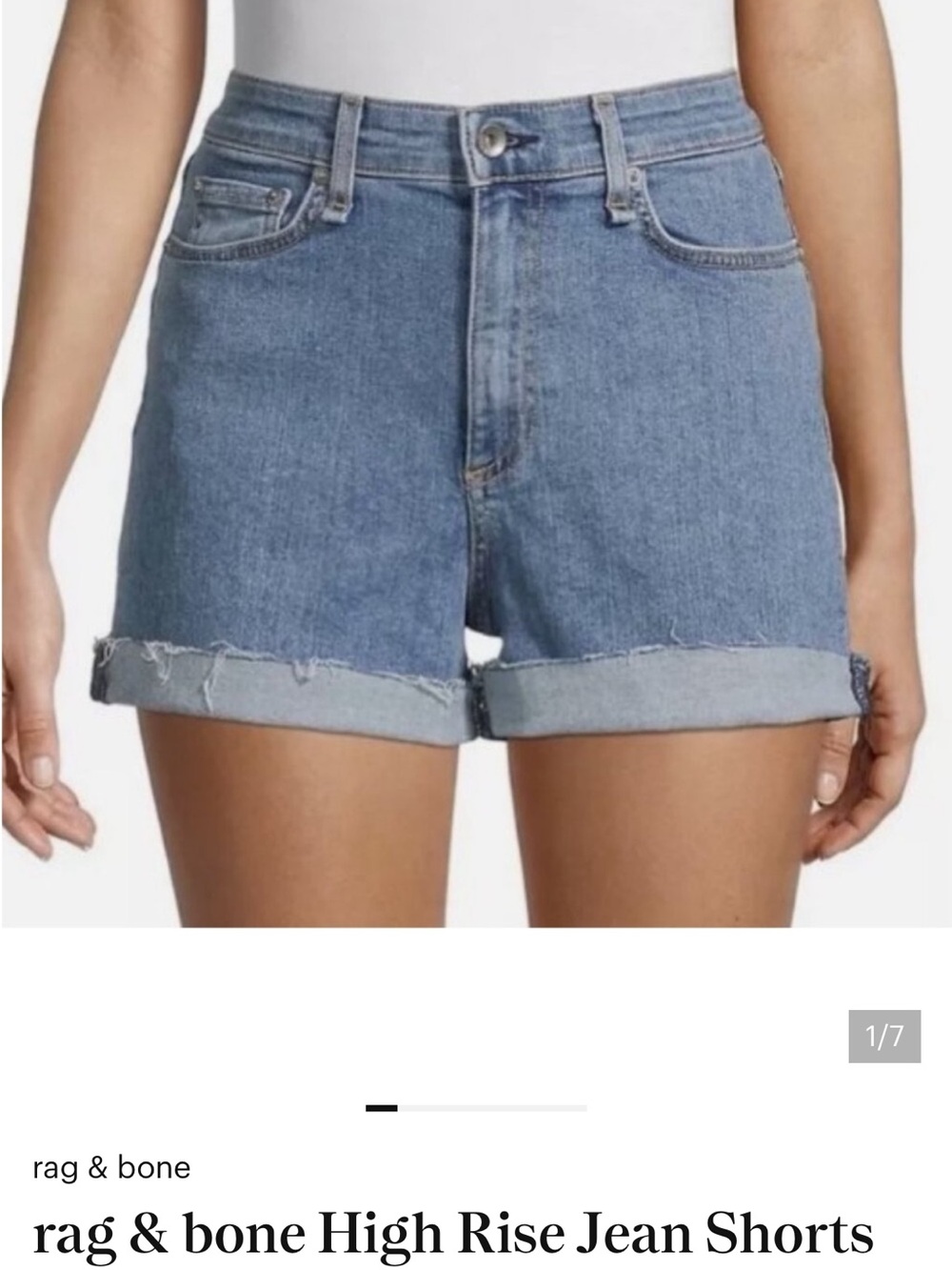 rag & bone Maya Cuff High-Rise Denim Shorts in Light Blue color Jones 28